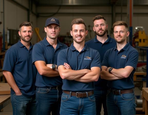 The Scaled Opening team standing proudly in their Darwin workshop